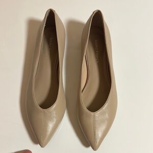Marc Fisher Cream Leather Pointed-Toe Flats